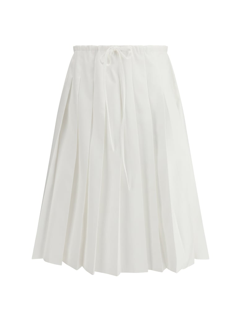 pleated jersey skirt white by Selfnex