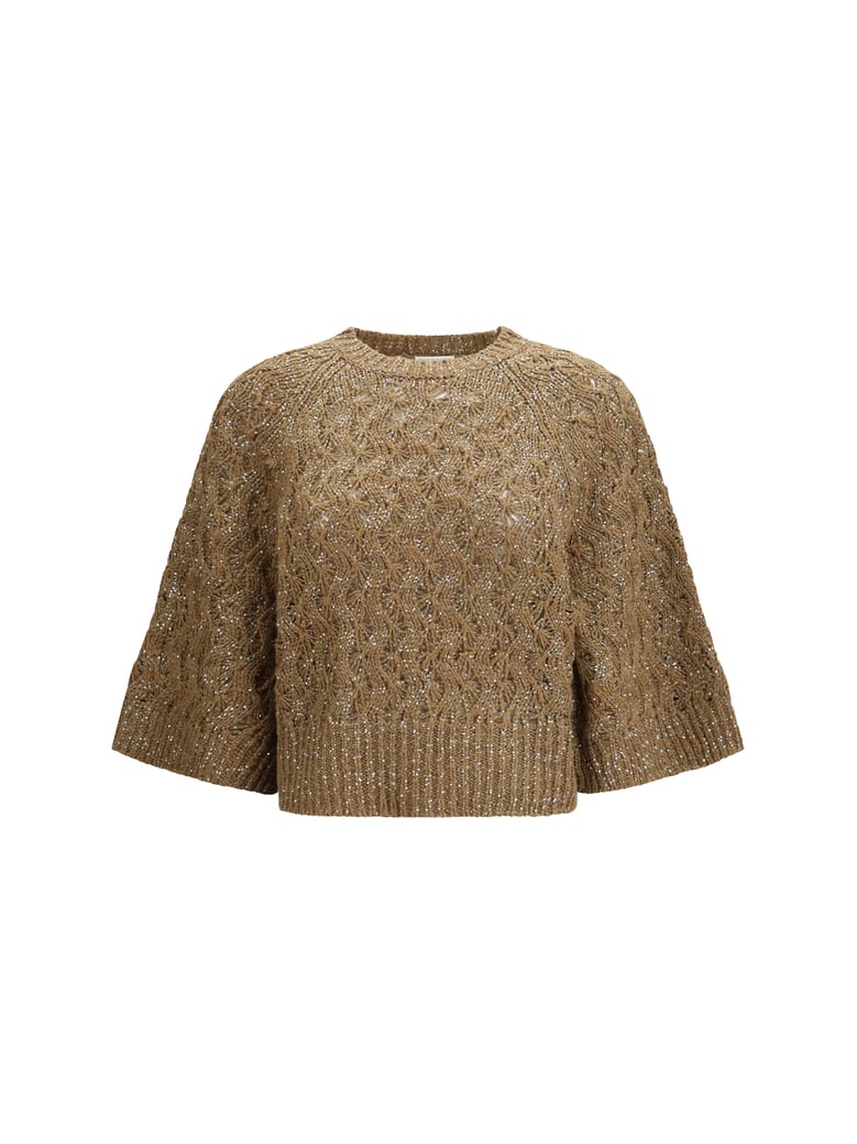 open-knit sweater sesame/camel by Selfnex