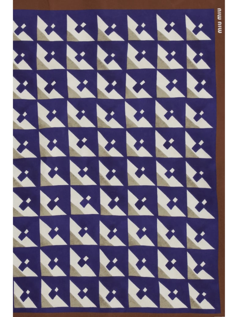 scarf geometric print silk tobacco/ink by Selfnex