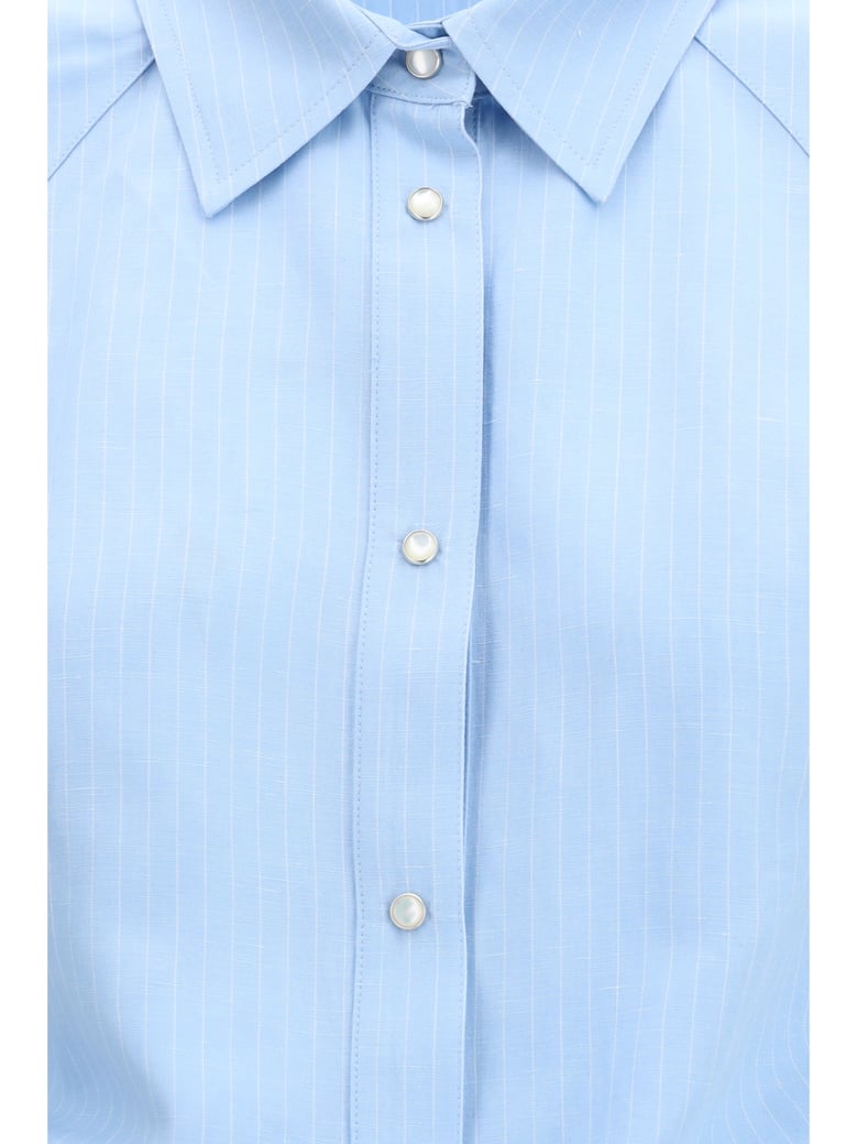 short-sleeve shirt striped viscose-linen by Selfnex