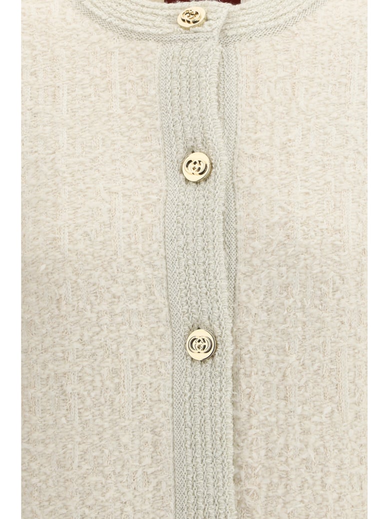 cardigan bouclé lamé wool ivory/silver by Selfnex