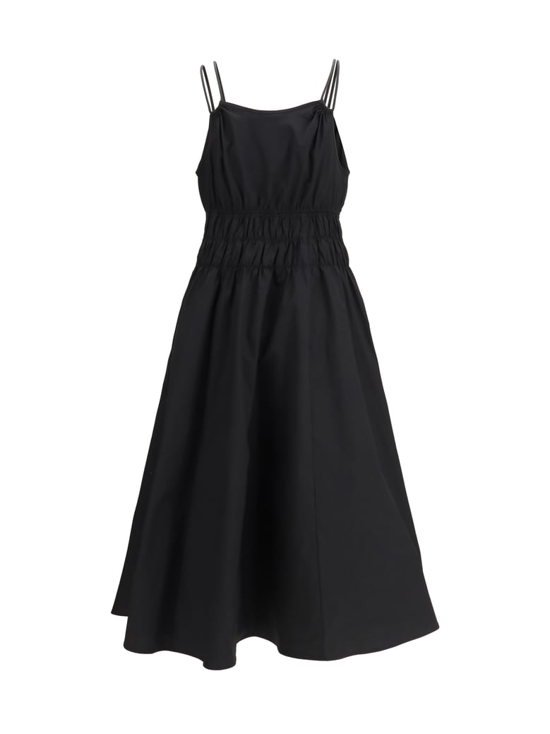 dress shirred v-neck black by Selfnex