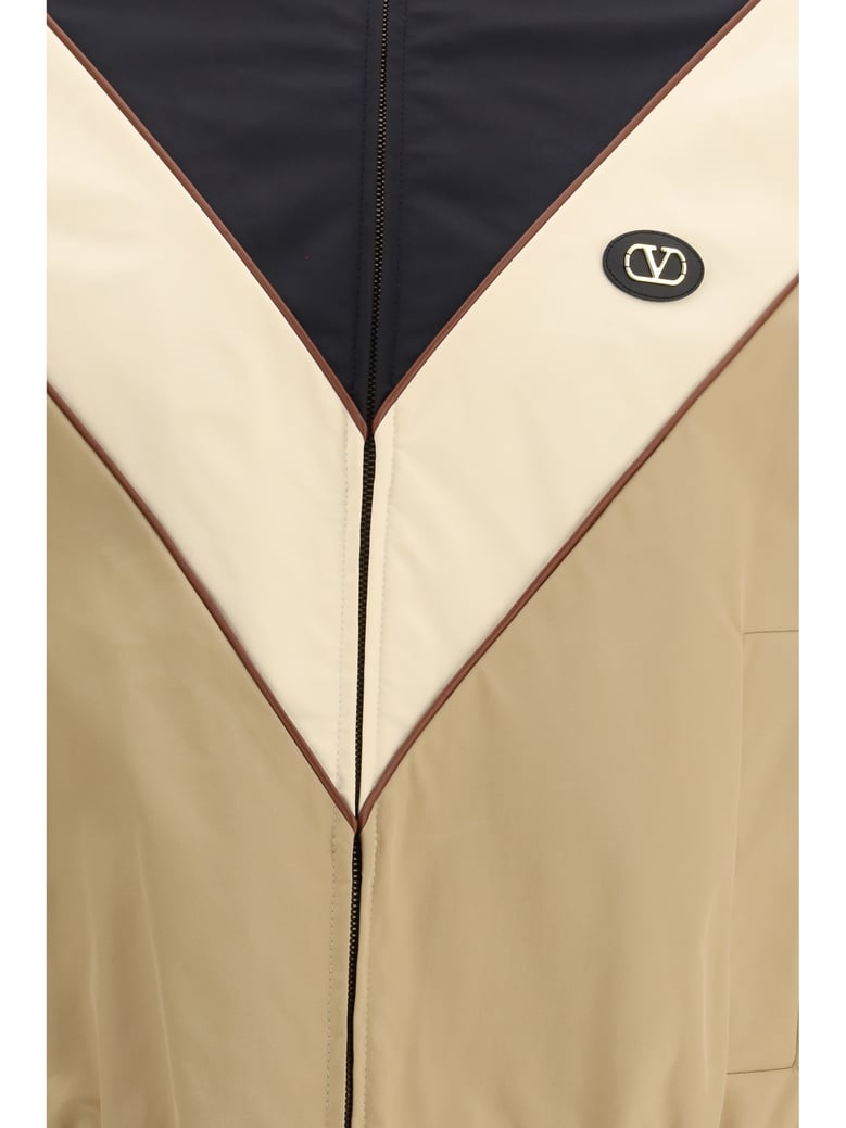 hooded windbreaker jacket black/cream/camel by Selfnex