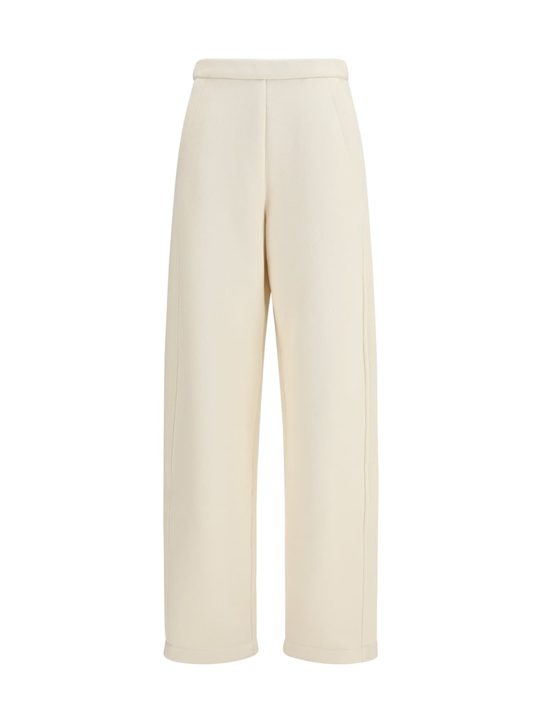 wide-leg dente pants ivory by Selfnex