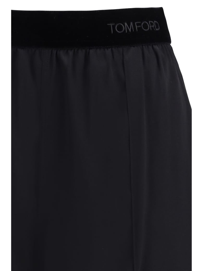 trousers stretch silk satin black by Selfnex