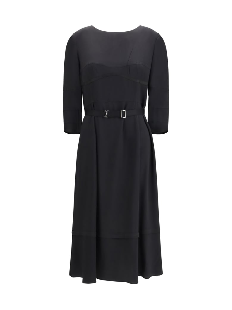 midi dress wool-silk black by Selfnex