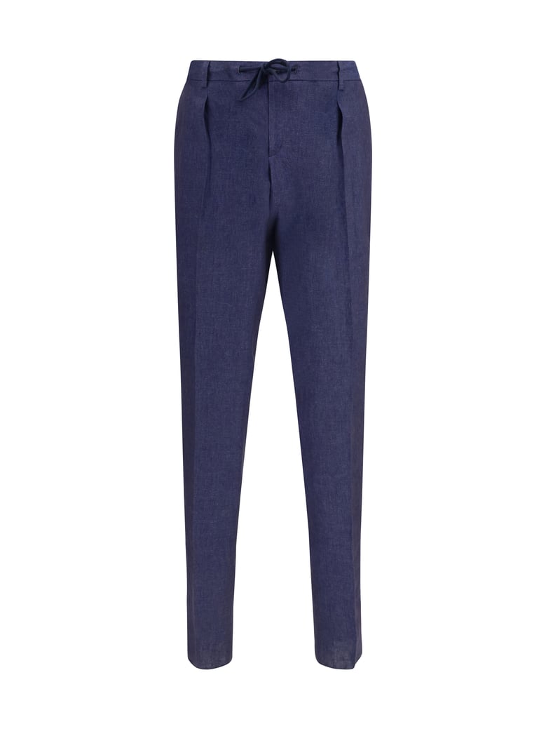 linen drawstring pants blue by Selfnex