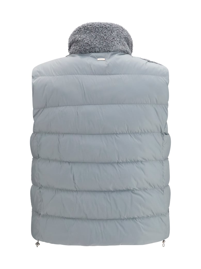 padded vest shearling front pearl grey by Selfnex