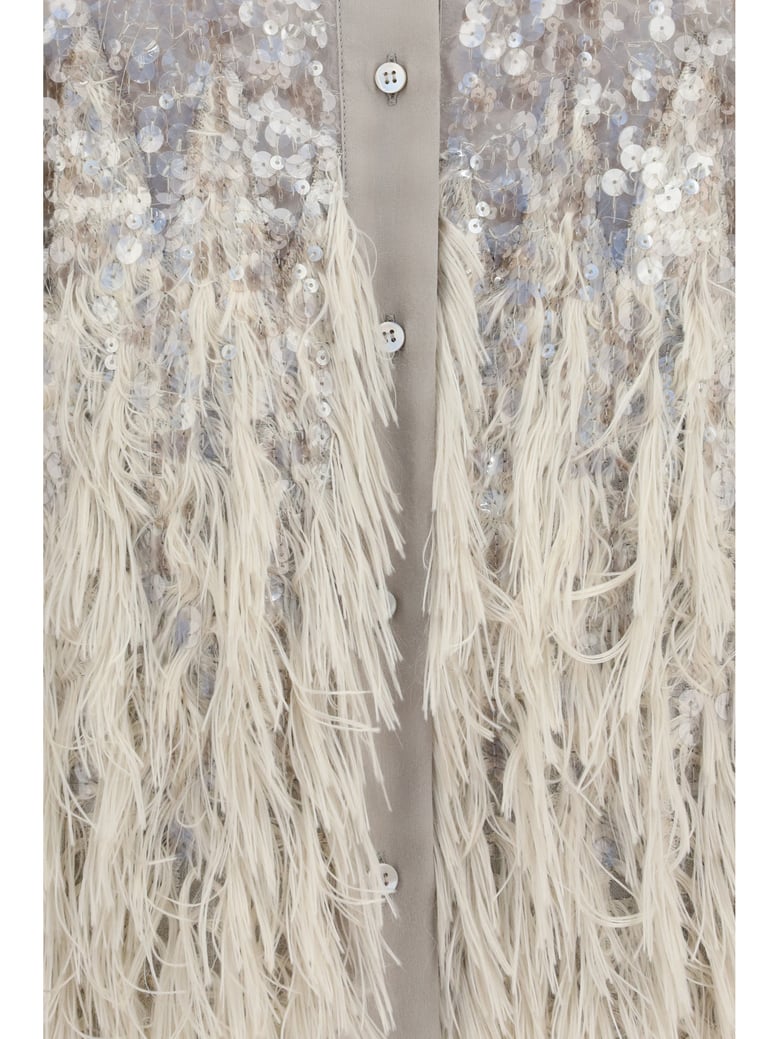 shirt fringe silk beige by Selfnex