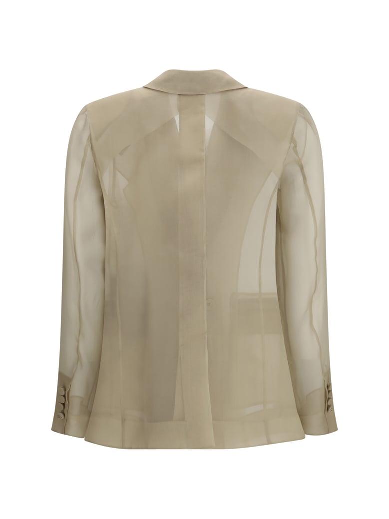 jacket slogan silk organza sand by Selfnex