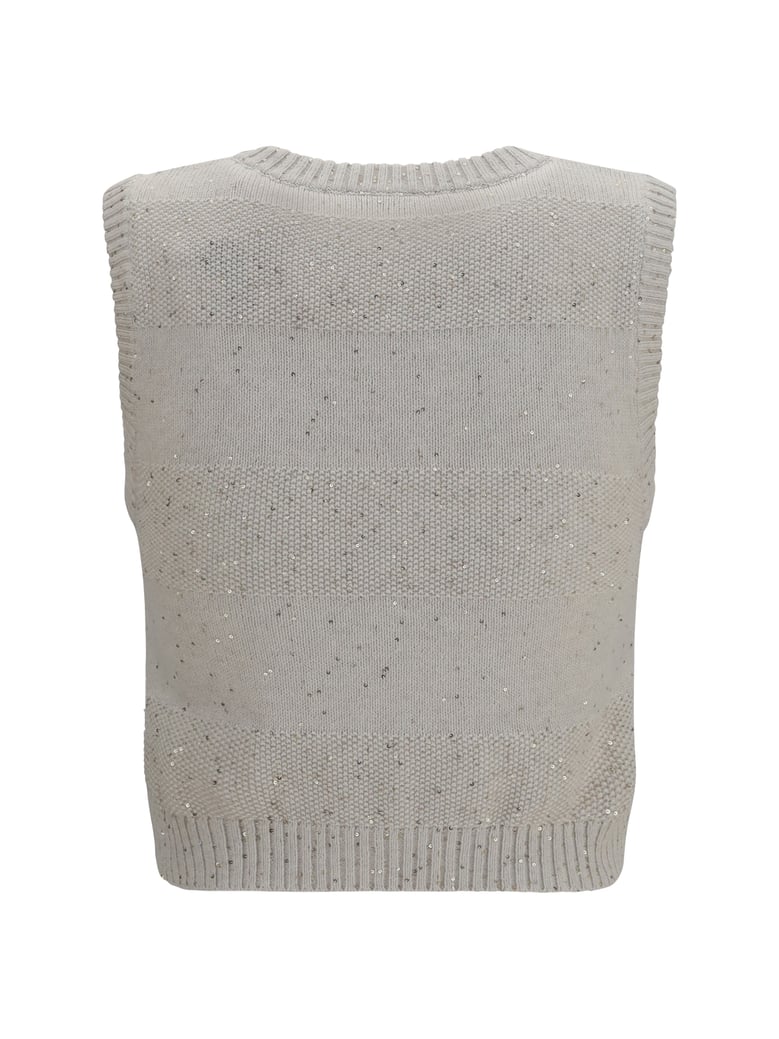 vest knit sequin oatmeal by Selfnex