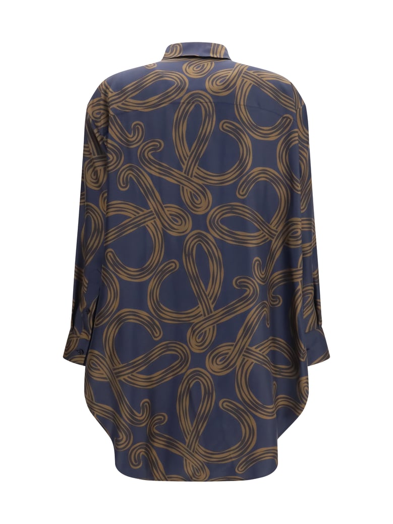 shirt silk twill navy/brown by Selfnex