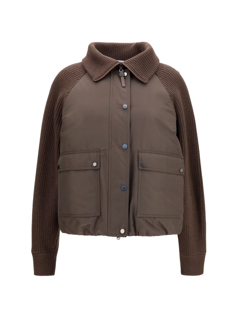 down jacket with wool sleeves by Selfnex