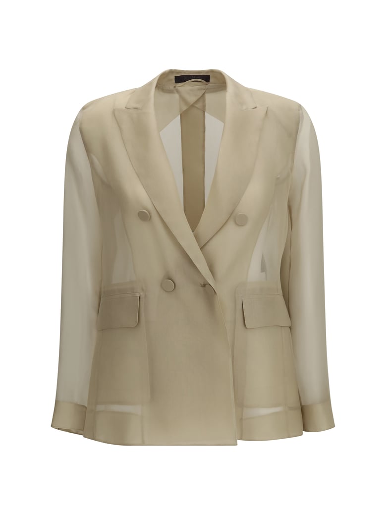 jacket slogan silk organza sand by Selfnex