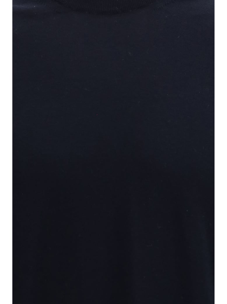 short-sleeve crewneck sweater dark navy by Selfnex