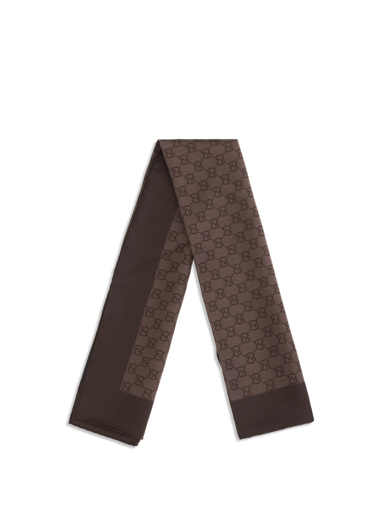 scarf gg silk twill dark brown by Selfnex