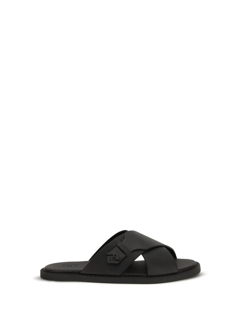 slide sandals black calfskin by Selfnex