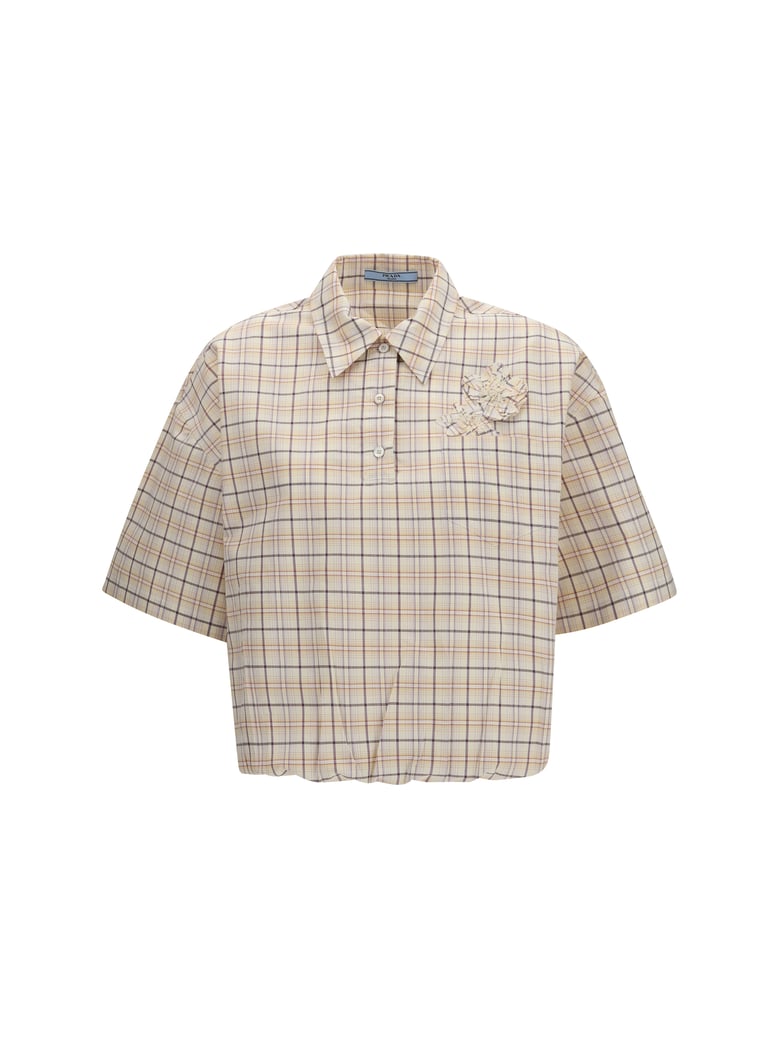 shirt checked poplin natural/lilac by Selfnex