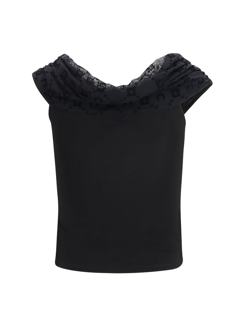 top off-shoulder draped black by Selfnex