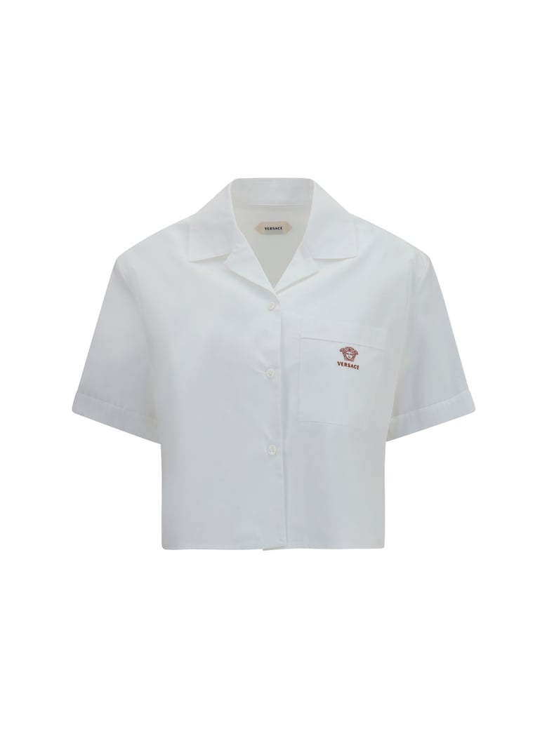 shirt cropped cotton poplin optical white by Selfnex