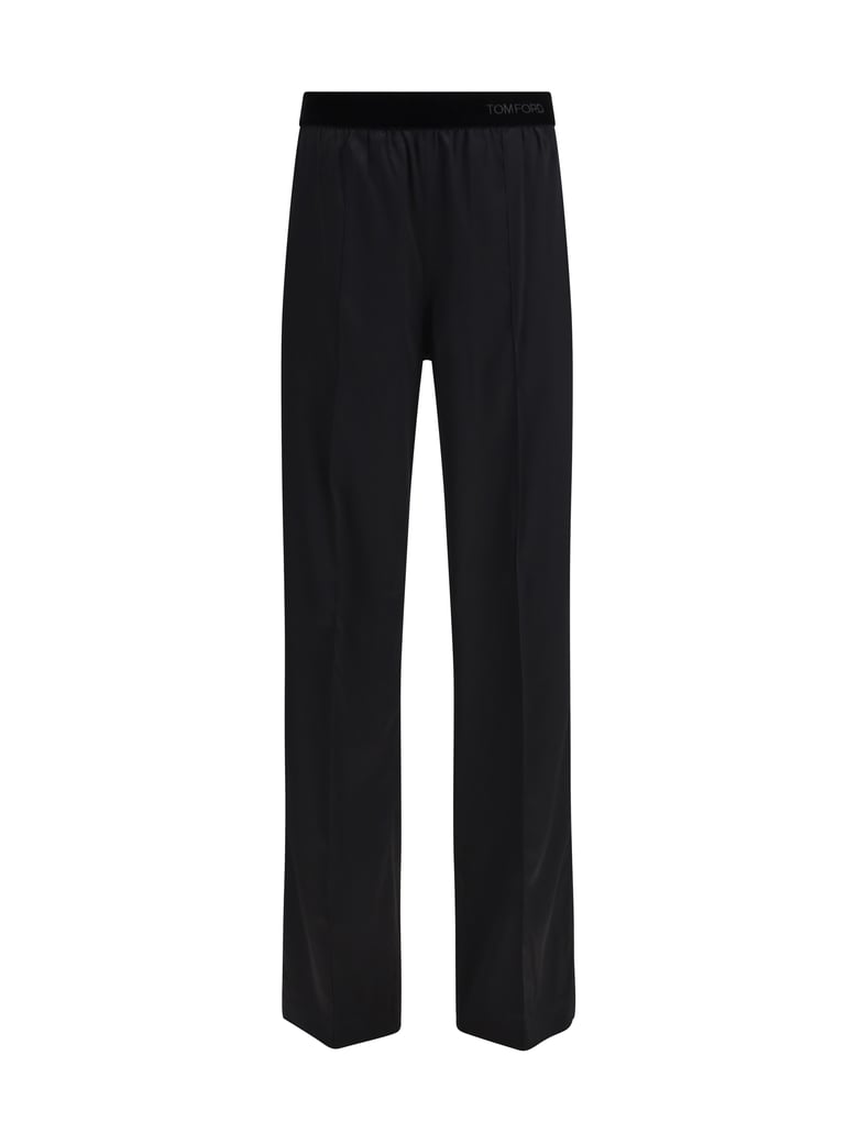 trousers stretch silk satin black by Selfnex