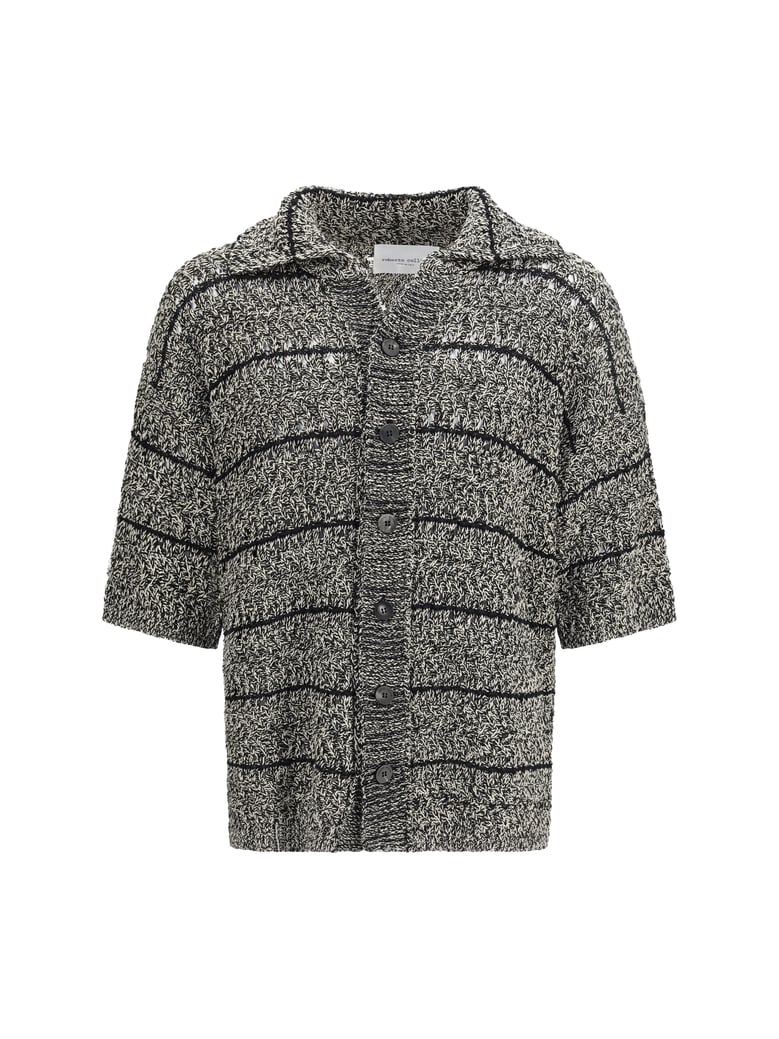 mouliné knit shirt black/ecru by Selfnex
