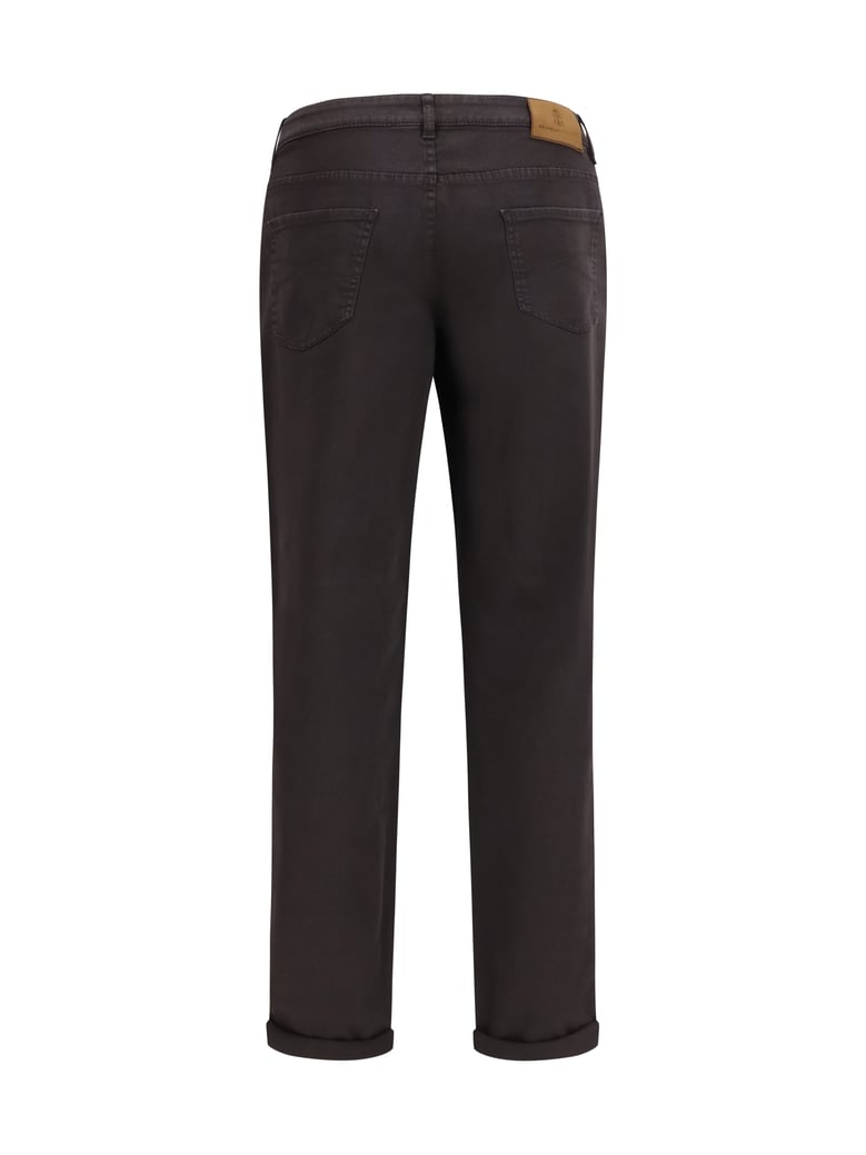 jeans with turn-up hem dark brown by Selfnex