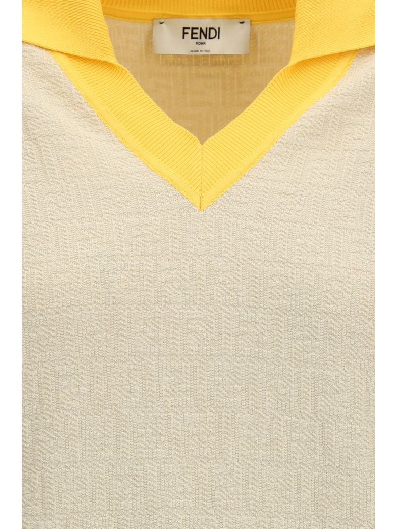 cotton-silk sweater with ff logo ecru by Selfnex