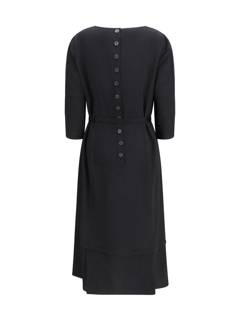 midi dress wool-silk black by Selfnex