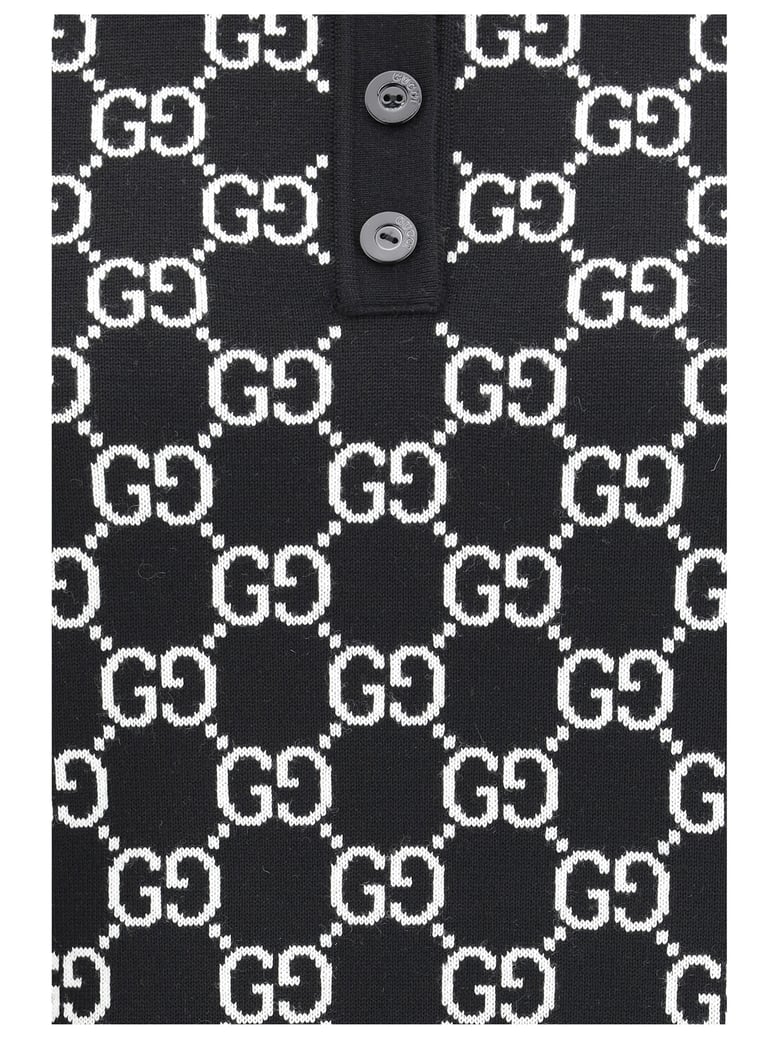 polo top gg wool jacquard black/white by Selfnex