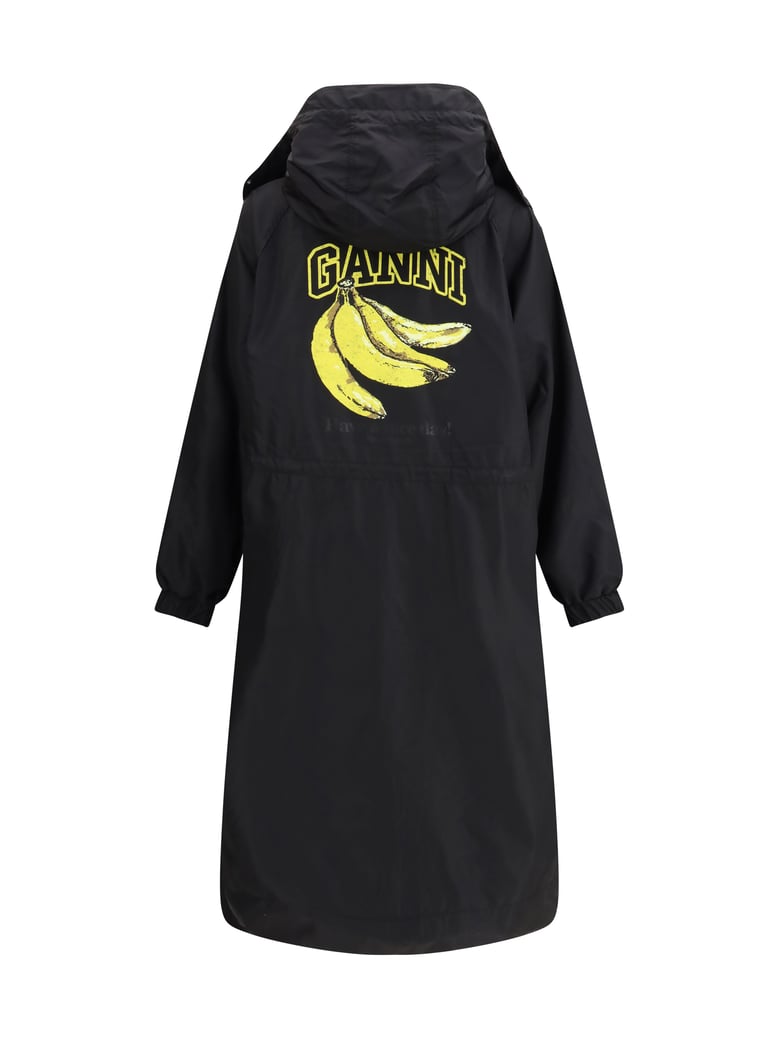 long parka flyweight banana graphic black by Selfnex