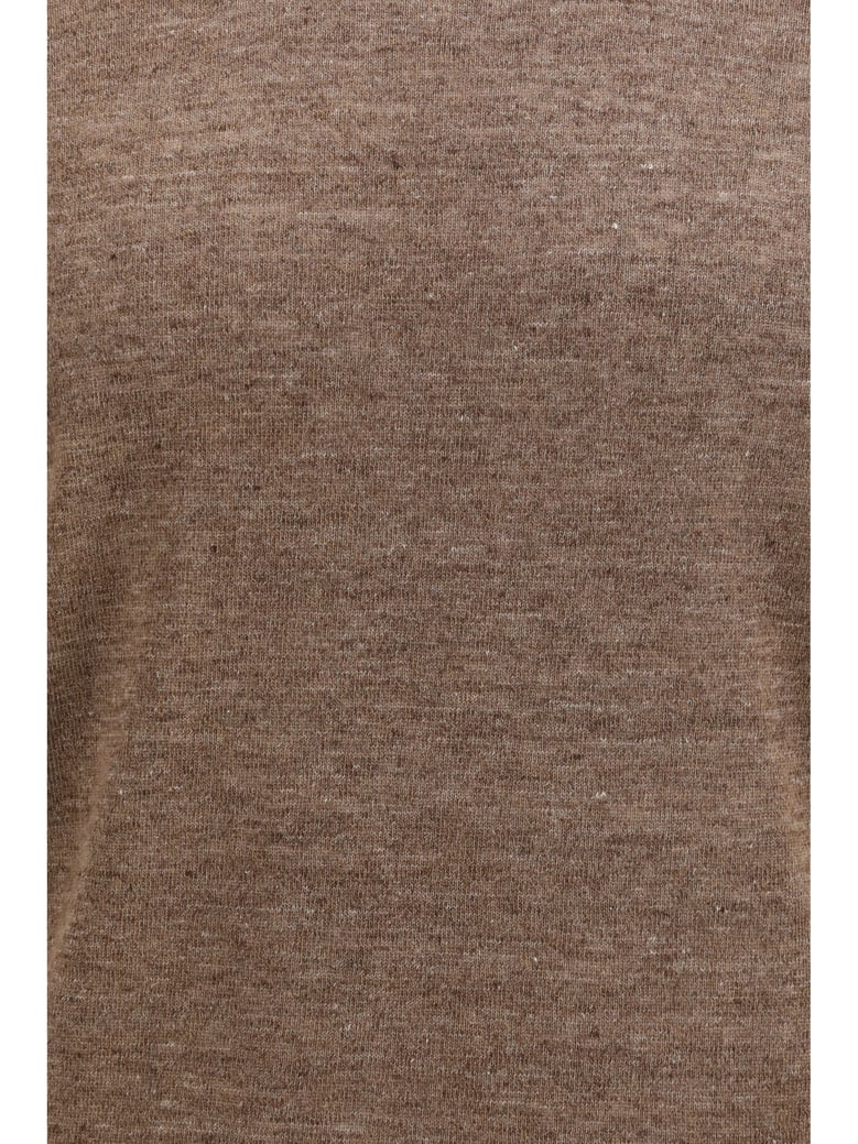 t-shirt linen-cotton crewneck hazelnut by Selfnex