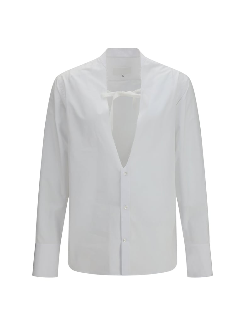 cotton shirt with bow, white by Selfnex