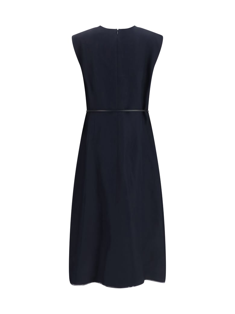 v-neck belted dress night blue by Selfnex
