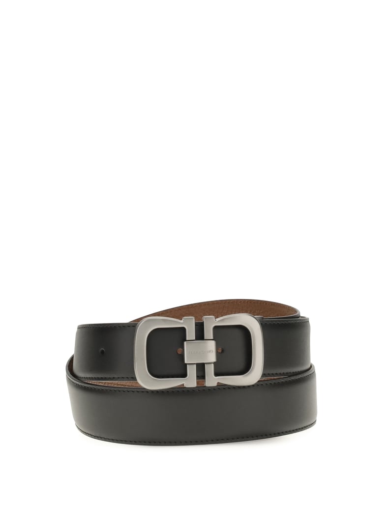 leather belt reversible black by Selfnex