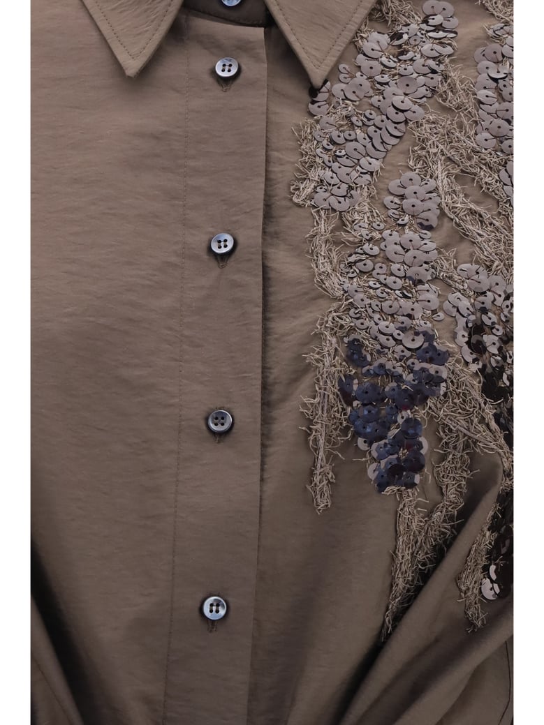 sequined shirt dress dark brown by Selfnex
