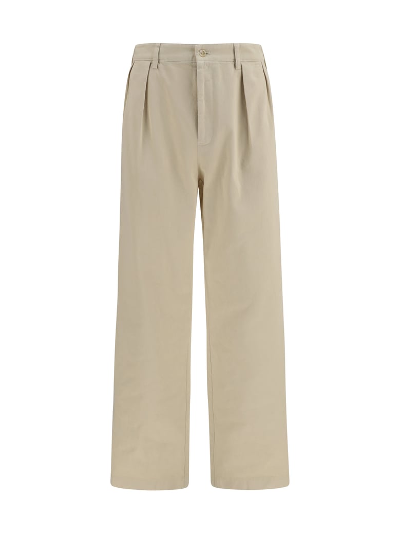 pants straight-leg cotton sand by Selfnex