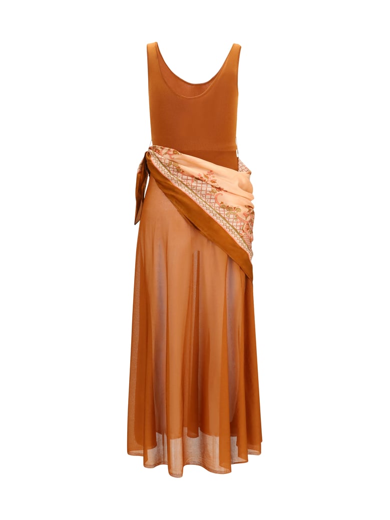 maxi dress aster scarf tan/print by Selfnex