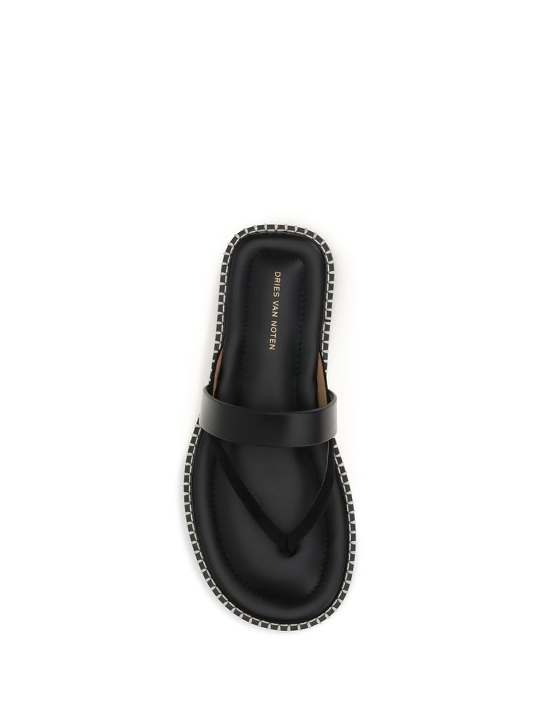 slip-on leather sandals with sequins black by Selfnex