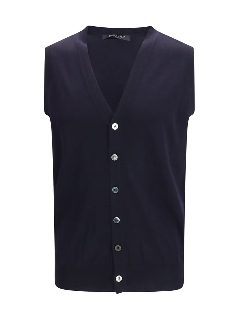 vest merino wool navy by Selfnex
