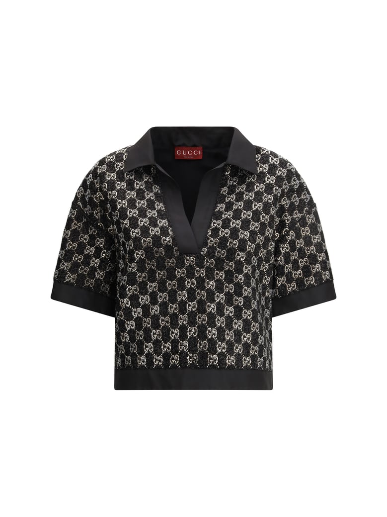 top wool lamé tweed black by Selfnex