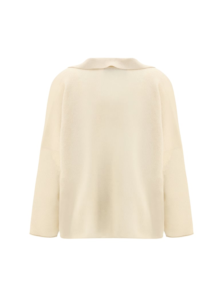 sweater with polo collar off white by Selfnex