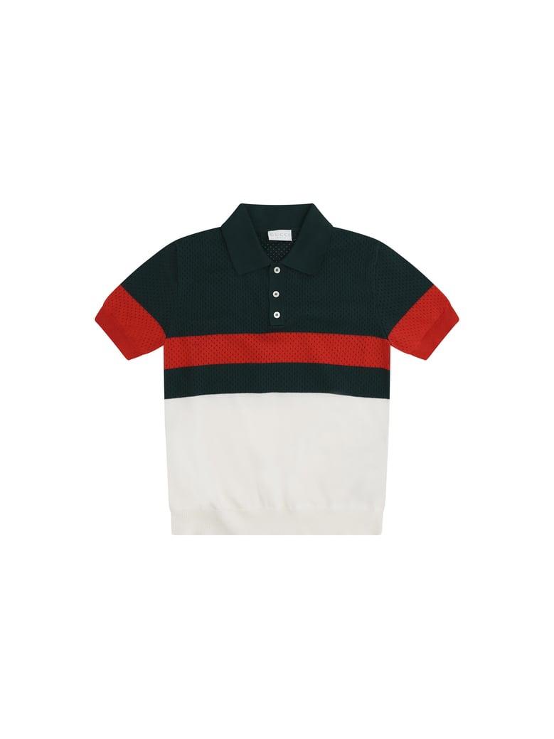 polo shirt white/green/red by Selfnex