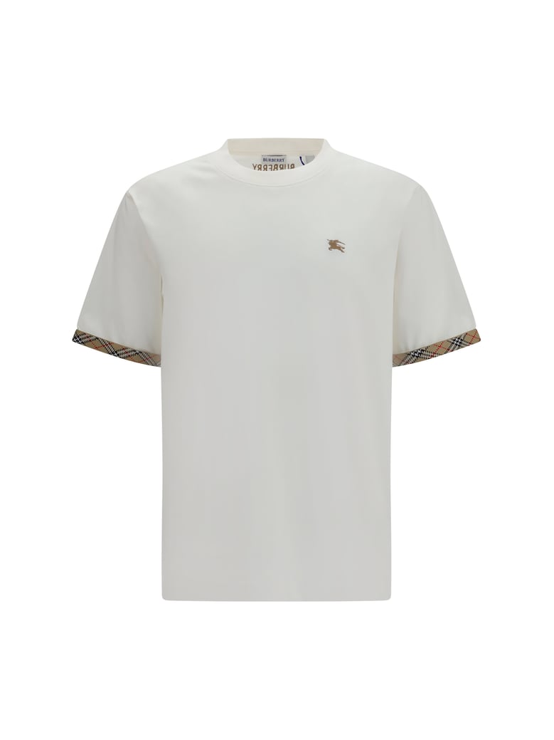 cotton t-shirt with check trim by Selfnex