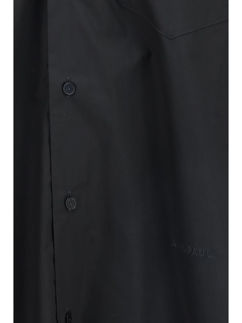 shirt with elasticated collar black cotton by Selfnex