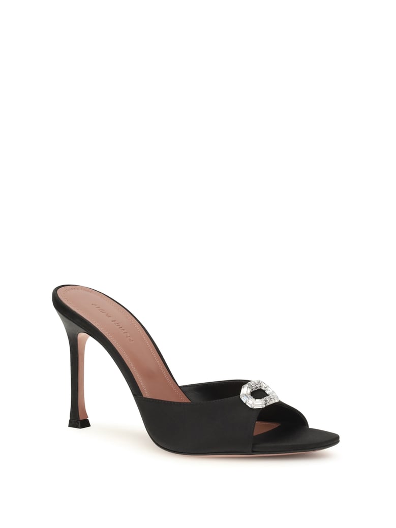 mule sandals camelia black satin by Selfnex