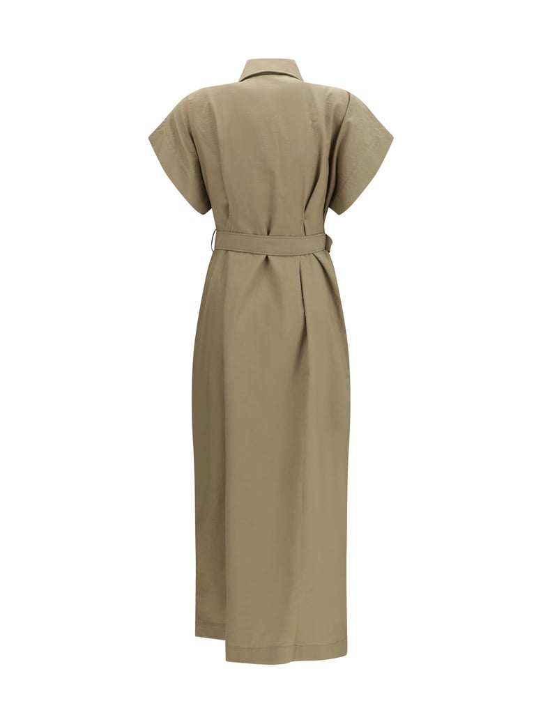 midi dress pocket-belted earth brown by Selfnex