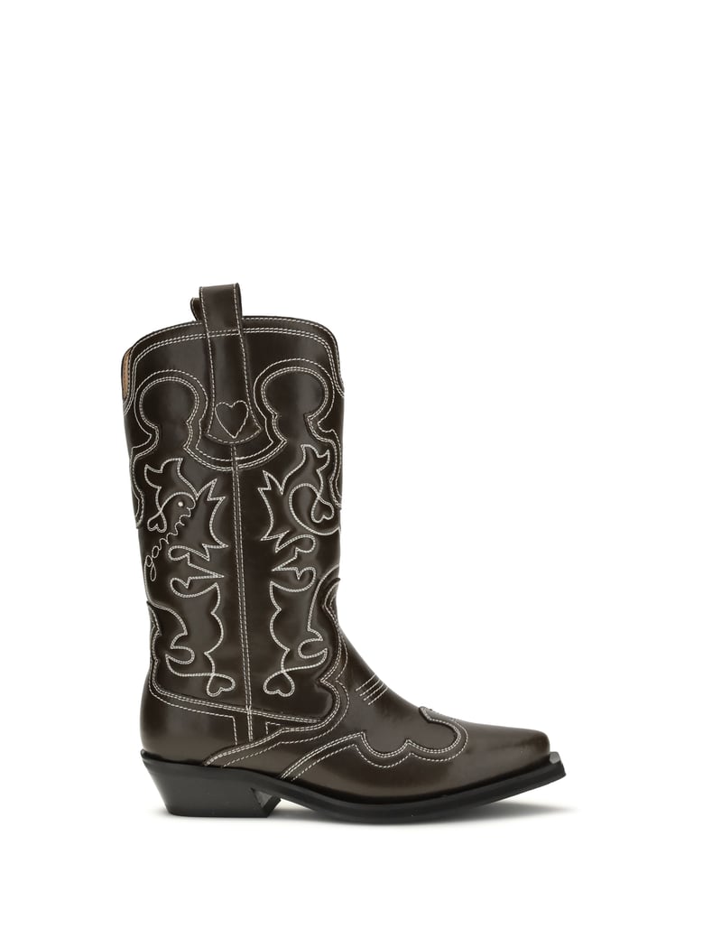 boots texan faux-leather dark olive/egret by Selfnex