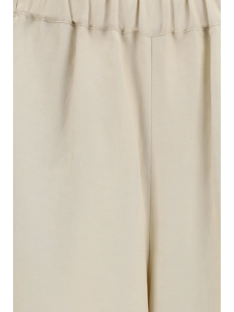 wide linen and silk pants beige by Selfnex