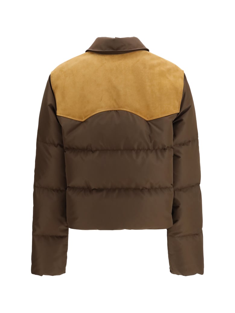 down jacket pongé tec leather coffee by Selfnex